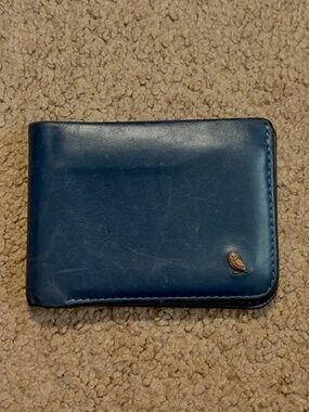 Bellroy Mens Leather Wallet Bifold Hide & Seek Navy Blue Discontinued Style Rare